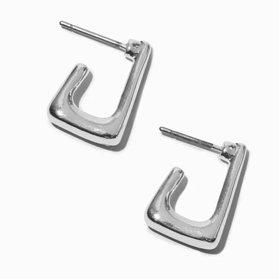 Silver-tone 15mm Tubular Rectangular Hoop Earrings