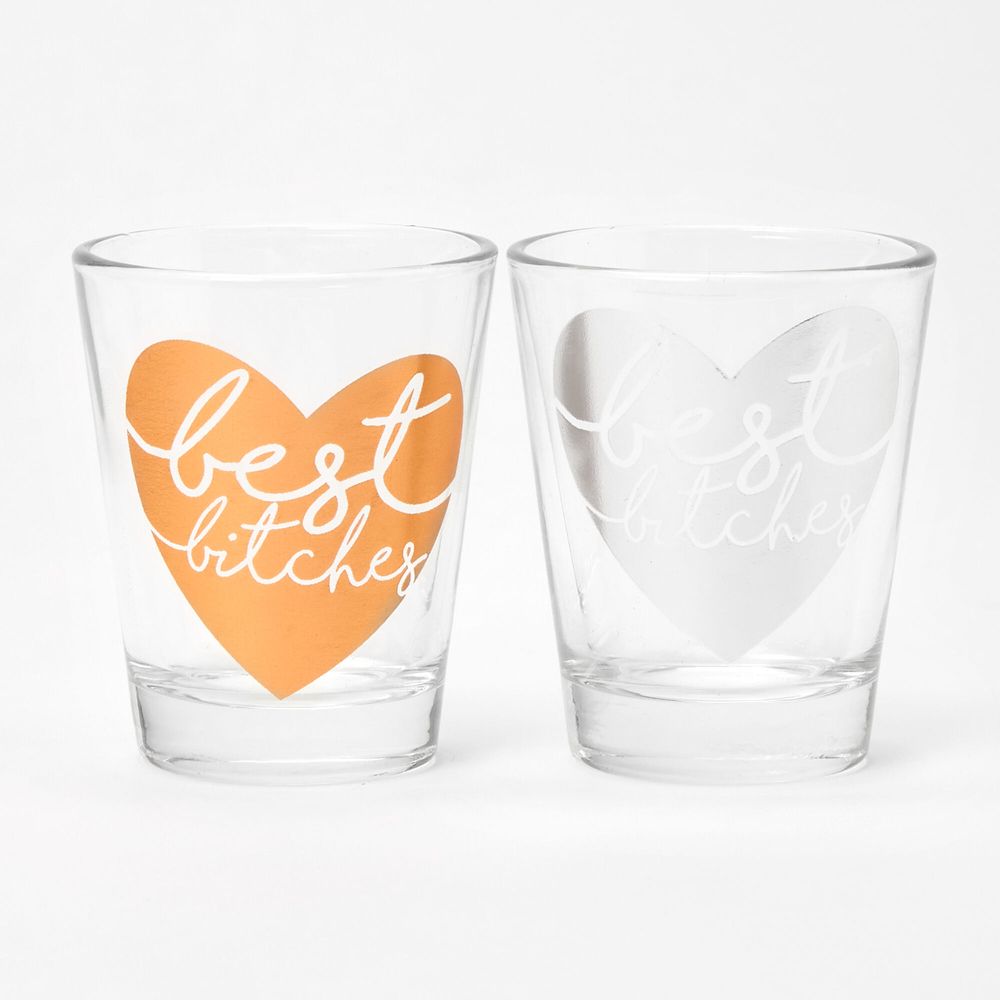 Best Friends Best Bitches Heart Glasses Set - 2 Pack