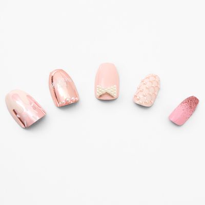 Birthday Girl Coffin Faux Nail Set - Pink, 24 Pack
