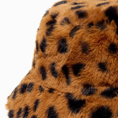 Cheetah Print Plush Bucket Hat