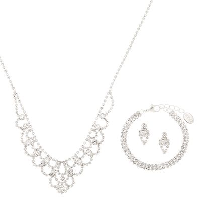 Silver Rhinestone Princess Jewelry Set (3 Pack)