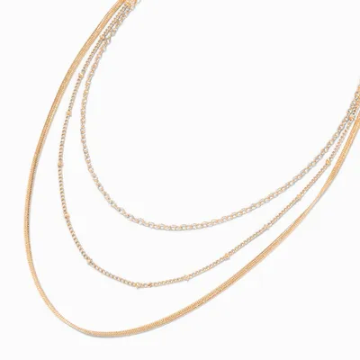 Gold Multi-Strand Mixed Chain Necklace