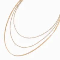 Gold Multi-Strand Mixed Chain Necklace