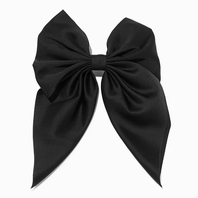 Black Satin Hair Bow Clip