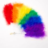 Rainbow Feather Folding Fan