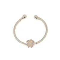 Sterling Silver Opal Stone Faux Hoop Nose Ring