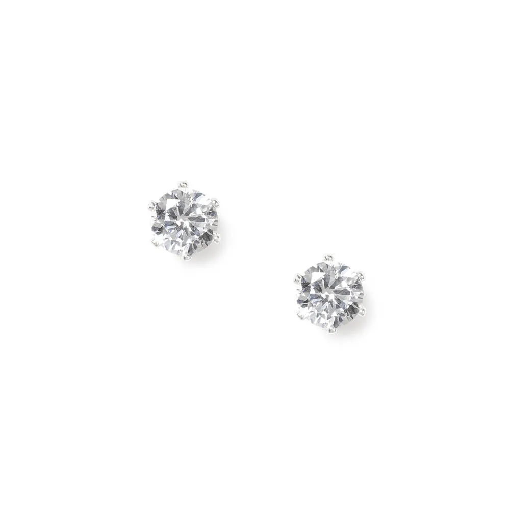 7MM Cubic Zirconia Brilliant Cut Stud Earrings