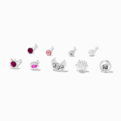 Sterling Silver 22G Pink Celestial Nose Studs - 12 Pack