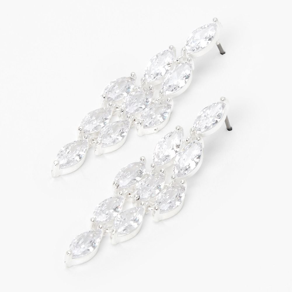 Silver 2" Cubic Zirconia Chandelier Drop Earrings