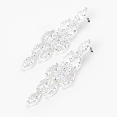 Silver 2" Cubic Zirconia Chandelier Drop Earrings