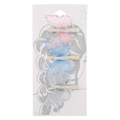 Iridescent Pastel Butterfly Hair Pins - 3 Pack