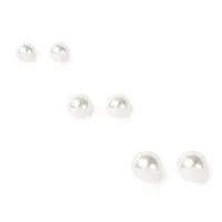 3, 4 & 5MM Pearl Stud Earrings  - 3 Pack