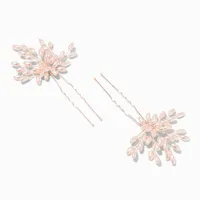 Blush Pink Pearl Floral Spray Hair Pins - 2 Pack