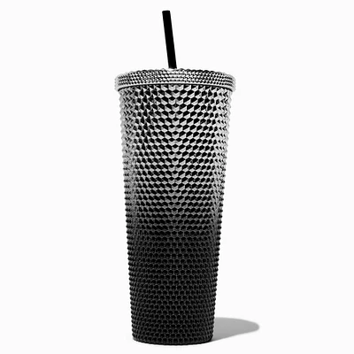 Silver & Black Ombré Studded Tumbler