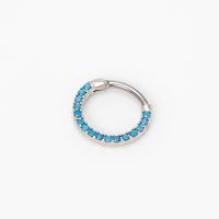 Silver 14G Turquoise Rhinestone Daith Eternity Clicker Earring