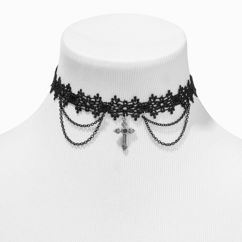 Amazon.com: TKHLT Raven Cross Rosary Necklace Gothic Black Beaded Long  Chain Cameo Necklace Mystic Pentagram Moon Witch Jewelry Gift Accessories  for Women: Clothing, Shoes & Jewelry