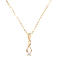 Gold Cubic Zirconia Twisted Pendant Necklace