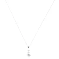 Silver Cubic Zirconia Trio Stone Pendant Necklace