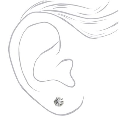 Sterling Silver Cubic Zirconia 5MM Round Cup Stud Earrings