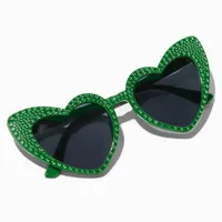 Studded Green Heart Cat Eye Sunglasses