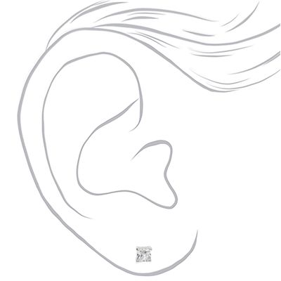 Silver Cubic Zirconia 5MM Square Stud Earrings