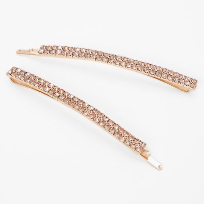 Rose Gold Rhinestone Hair Pins - 2 Pack