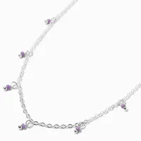 Purple Shaky Bead Silver Necklace