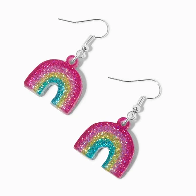 Rainbow Glitter 1" Drop Earrings