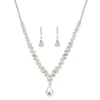 Silver Imitation Crystal Teardrop Jewelry Set
