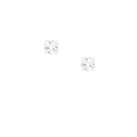 Silver Cubic Zirconia 4MM Square Stud Earrings