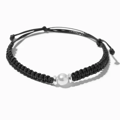 Black Pearl Woven Adjustable Bracelet