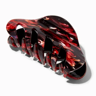 Black & Red Swirl Resin Hair Claw