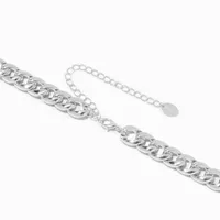 Silver Embellished Chunky Chain Link Necklace