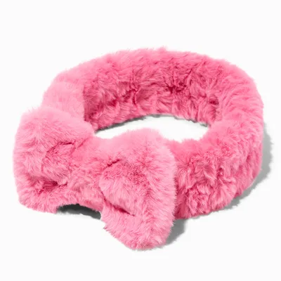 Hot Pink Furry Makeup Bow Headwrap