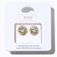 B'Loved by Icing Gold Sterling Silver Cubic Zirconia 10MM Round Stud Halo Earrings