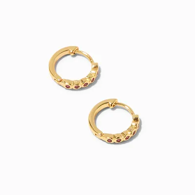 Icing Select 18k Yellow Gold Plated Cubic Zirconia 8MM Fuchsia Bubble Huggie Hoop Earrings
