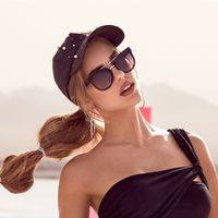 Gold Browline Round Mod Sunglasses - Black