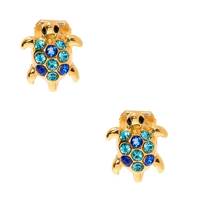 Gold-tone Turtle Clip On Stud Earrings