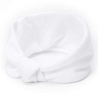 Wide Jersey Knotted Headwrap - White