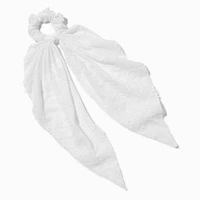 White Eyelet Hair Scrunchie Scarf