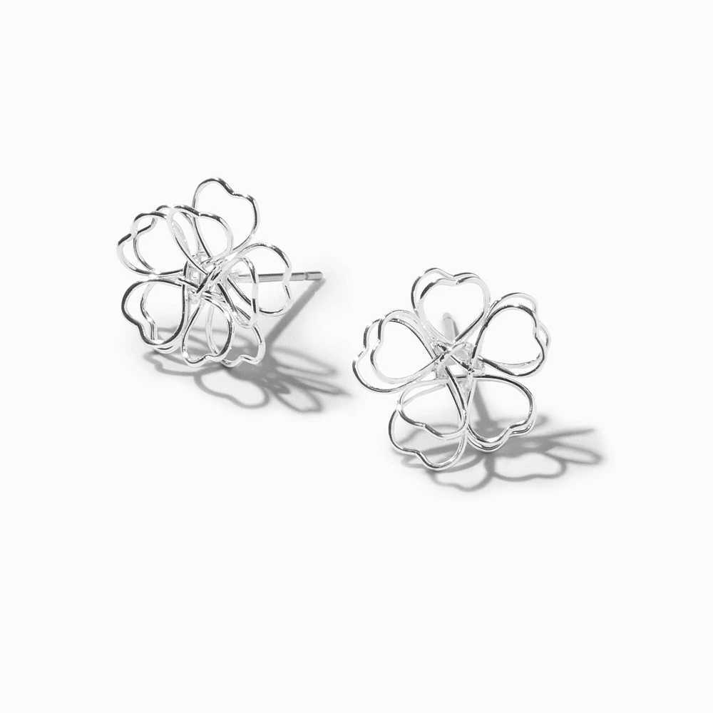 Silver Wire Flower Stud Earrings