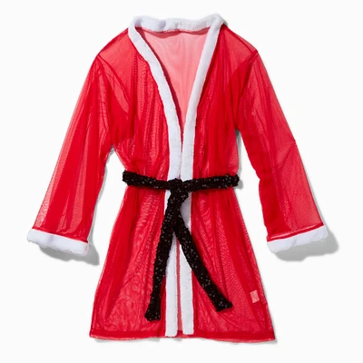 Sheer Santa Claus Sequin Tie Robe