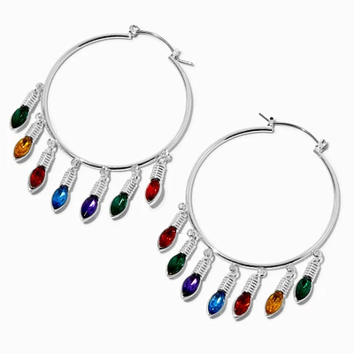 Gemstone Christmas Lights 50MM Hoop Earrings