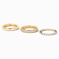 Icing Select 18k Gold Plated Crystal Stackable Rings - 3 Pack