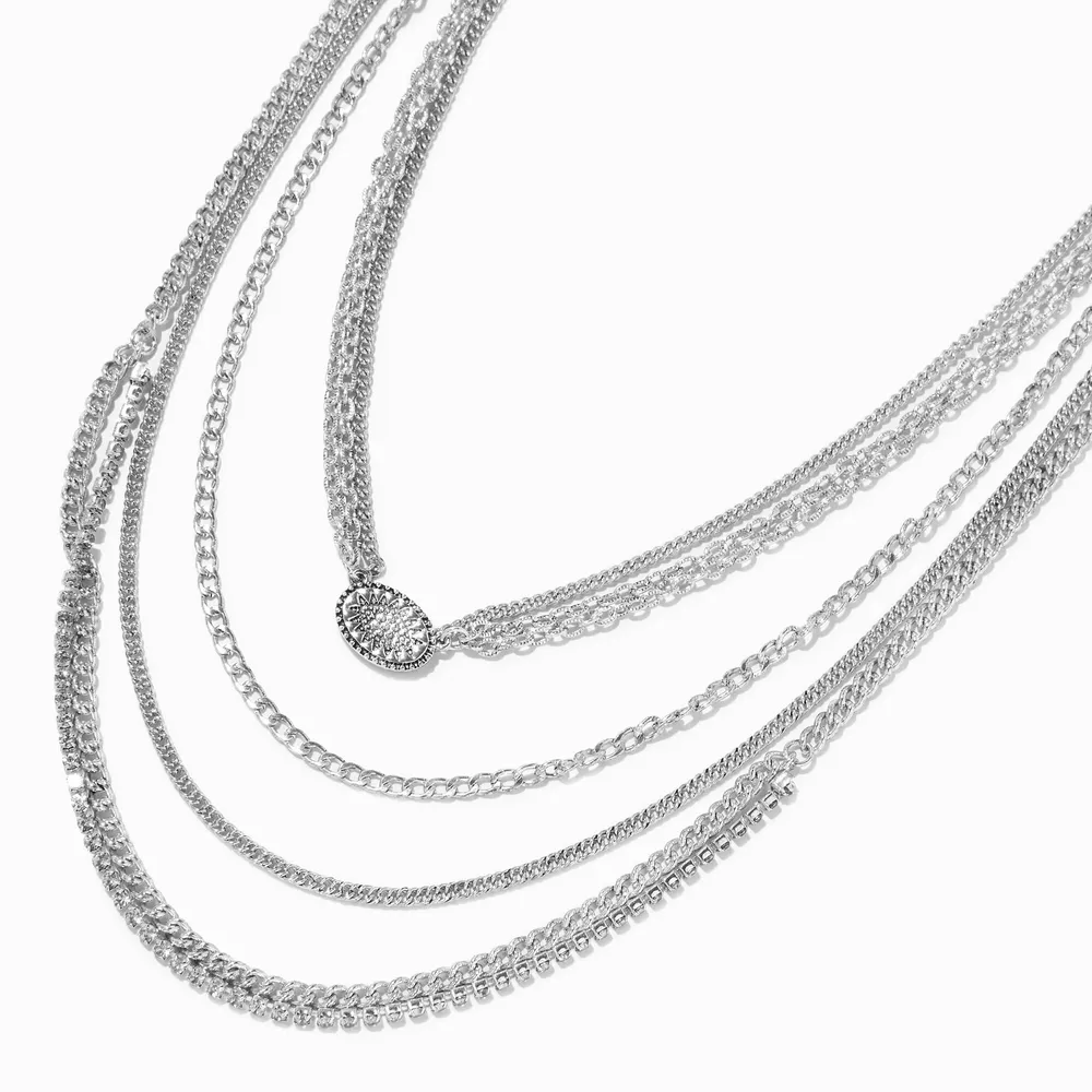 Burnished Silver Chainlink Multi-Strand Necklace