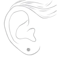 Silver Cubic Zirconia Round Stud Earrings - 7MM