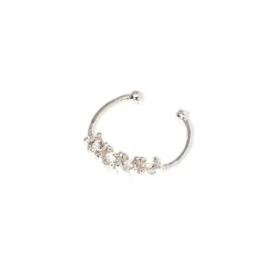 Silver Crystal Faux Nose Ring