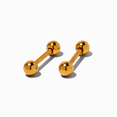 Gold-tone Titanium 14G Nipple Bars - 2 Pack