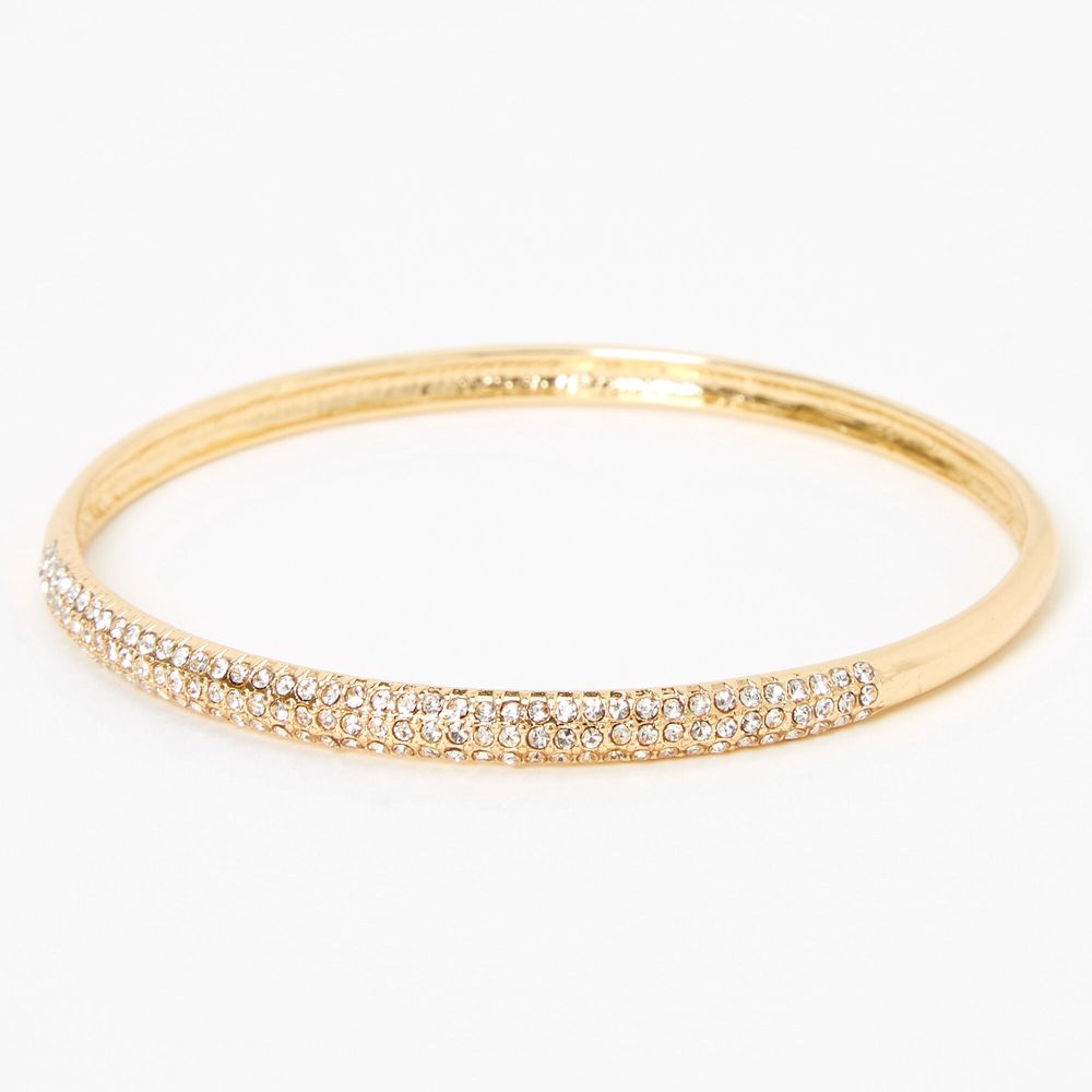 Gold Pave Rhinestone Bangle Bracelet