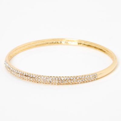 Gold Pave Rhinestone Bangle Bracelet